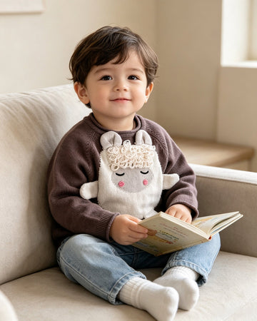 Toddler Cute 3D Sheep Knit Sweater - Brown