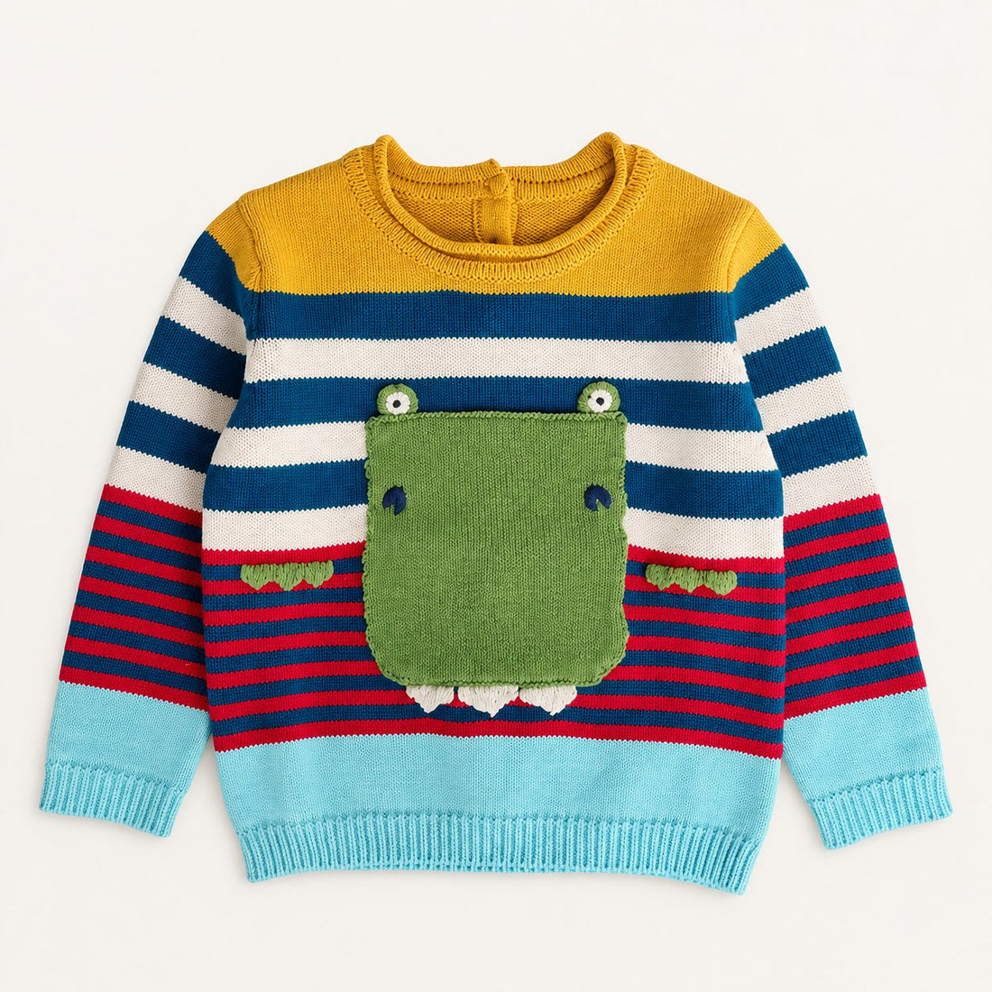 Toddler Cute 3D Crocodile Knit Sweater - Striped